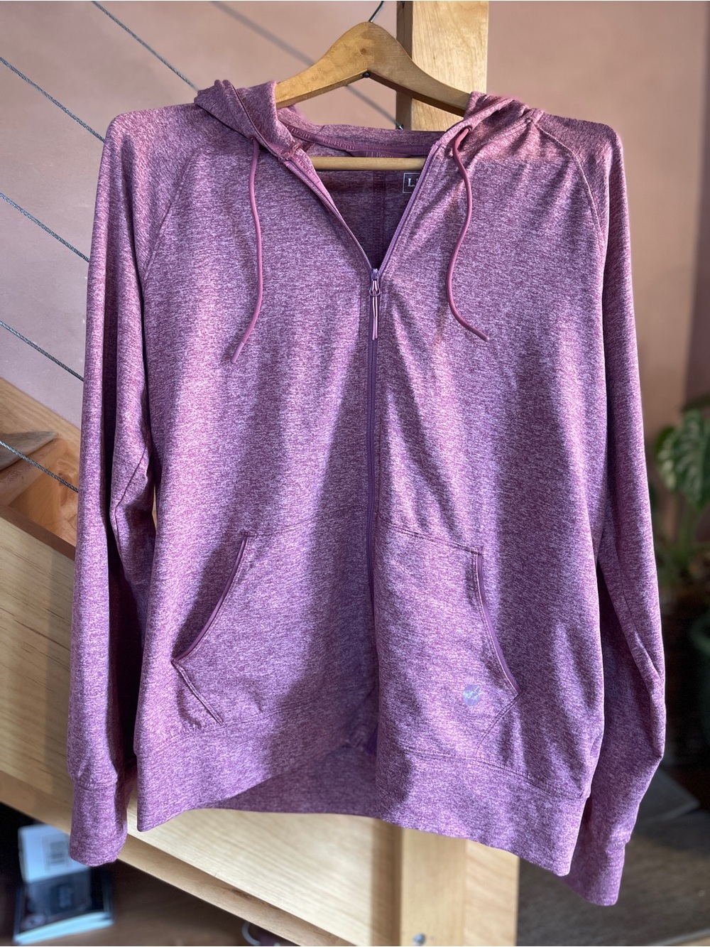 L.L. Bean Heathered Mauve Full-Zip Hoodie